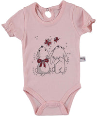 Body cu maneca scurta, Friends, bumbac, somon