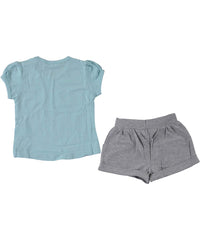 Compleu vara Best Friends, tricou si pantaloni scurti, bumbac, fete, bleu