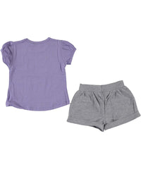 Compleu vara Best Friends, tricou si pantaloni scurti, bumbac, fete, lila