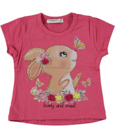 Tricou fete, Iepuras, bumbac, roz inchis