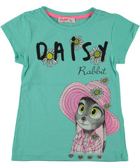 Tricou fete Iepurasul Daisy bumbac verde