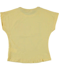 Tricou elegant fete, Love, strasuri, bumbac, galben