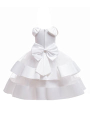 Rochita eleganta printesa Bella, voal si satin, alb