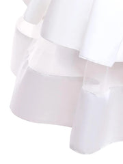 Rochita eleganta printesa Bella, voal si satin, alb