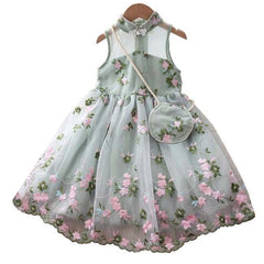 Rochita eleganta Sarah, voal brodat, verde