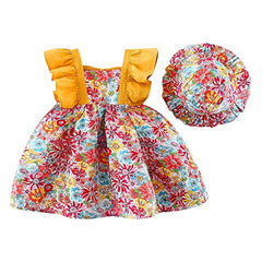 Rochita subtire de vara Kola, bumbac, multicolor cu imprimeu floral galben