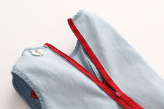 Rochita sarafan subtire de vara, Mihaela, bumbac,bleu