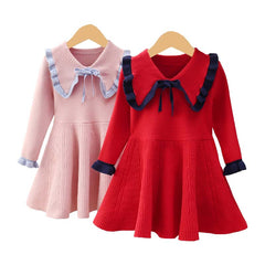 Rochita tricotata cu maneca lunga Wendy, bumbac, roz