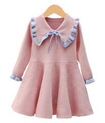 Rochita tricotata cu maneca lunga Wendy, bumbac, roz