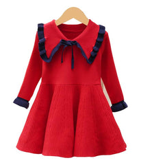 Rochita tricotata cu maneca lunga Wendy, bumbac, rosu