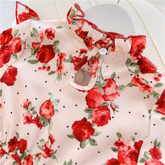 Rochita eleganta cu maneca lunga Sandy, trandafiri, multicolor