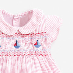 Rochita eleganta de vara cu guleras, Rosi, bumbac, roz