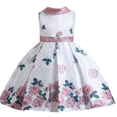 Rochita eleganta Ioana, satin, alb cu roz