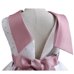 Rochita eleganta Ioana, satin, alb cu roz