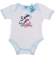 Body bebelusi, bumbac, Snoopy, alb/bleu