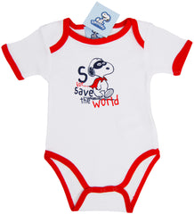 Body bebelusi, bumbac, Snoopy, alb/rosu