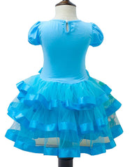 Rochita eleganta Elsa, volane, voal, bleu