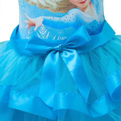 Rochita eleganta Elsa, volane, voal, bleu