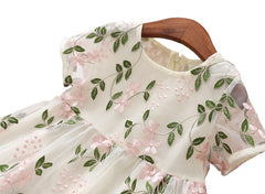 Rochita eleganta Pinky, voal brodat, multicolor