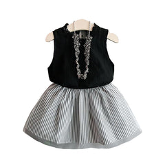 Compleu vara Dyna, bluza si fusta tulle, bumbac, fete