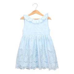 Rochita eleganta de vara, Evelyn, bumbac, broderie, bleu