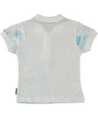 Tricou Polo, Long Beach, bumbac, baieti, alb cu bleu