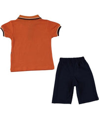 Compleu vara baieti, tricou si pantaloni scurti, Lupita, bumbac, portocaliu