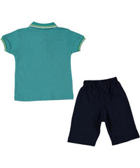 Compleu vara baieti, tricou si pantaloni scurti, Lupita, bumbac, verde