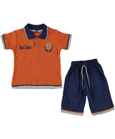 Compleu vara baieti, tricou si pantaloni scurti, Road Course, bumbac, portocaliu