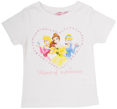 Tricou cu maneca scurta, Printesele Disney, inimioara, alb