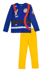 Pijama Pompierul Sam, bumbac, albastru cu galben