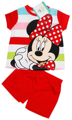 Compleu vara Minnie, tricou si pantaloni scurti, bumbac, fete, rosu