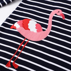 Tunica bumbac cu gluga, aplicatii cusute, Flamingo, negru