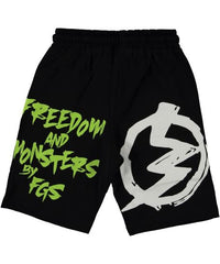 Pantaloni scurti baieti Monsters, bumbac, negru verde