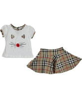 Compleu vara fete, Tricou si Fusta clos, Burberry, bumbac