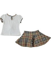 Compleu vara fete, Tricou si Fusta clos, Burberry, bumbac