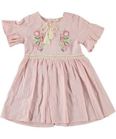 Rochita de vara Nena, panza topita, bumbac, roz pudra