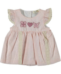 Rochita eleganta bebe, Elly, bumbac, broderie, fete, roz