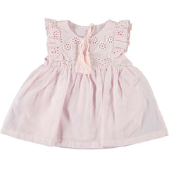 Rochita eleganta bebe, Sunny, bumbac, broderie, fete, roz