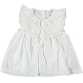 Rochita eleganta bebe, Sunny, bumbac, broderie, fete, alb