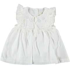 Rochita eleganta bebe, Sunny, bumbac, broderie, fete, alb