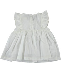 Rochita eleganta bebe, Sunny, bumbac, broderie, fete, alb