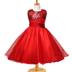 Rochita eleganta Maia, voal, rosu cu paiete