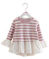 Bluza eleganta Geraldine, volane, alb cu roz pudra