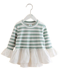 Bluza eleganta Geraldine, volane, alb cu olive