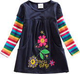 Tunica din bumbac, casual FLOWER, bleumarin