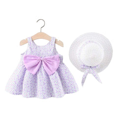 Rochita subtire de vara Lili, bumbac, lila cu imprimeu floral