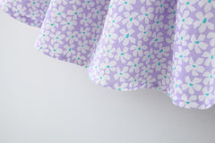 Rochita subtire de vara Lili, bumbac, lila cu imprimeu floral