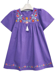 Rochita subtire de vara Anda, broderie, bumbac, mov