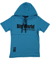 Tricou cu gluga, baieti Big World, bumbac, albastru